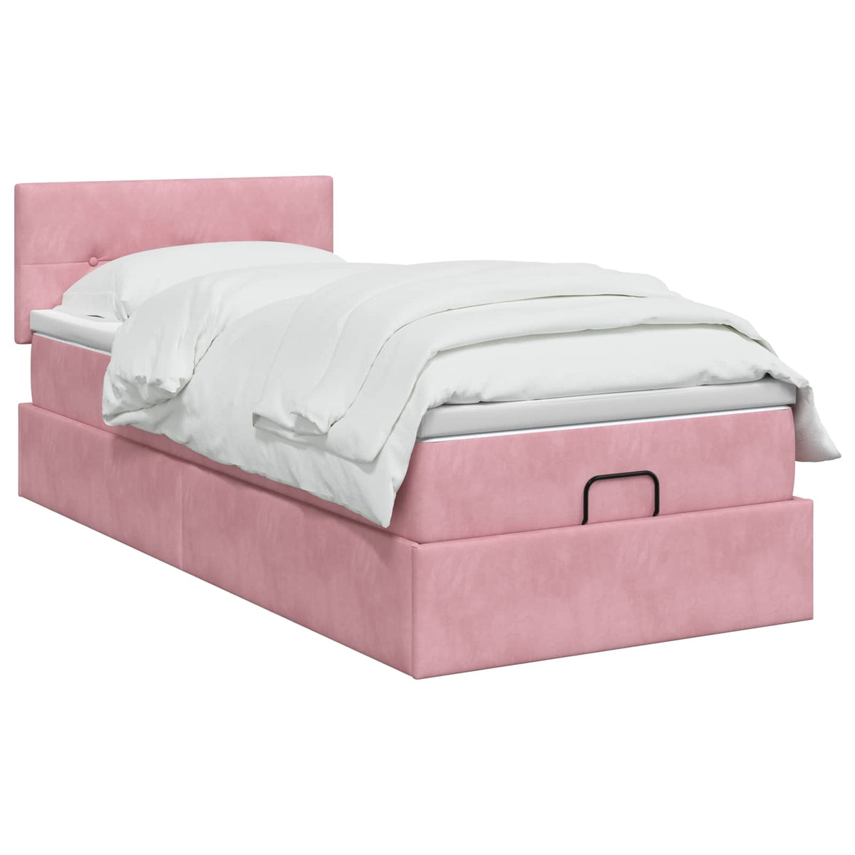 Ottoman-Bett mit Matratze und LED Rosa 90 x 200 cm Samt