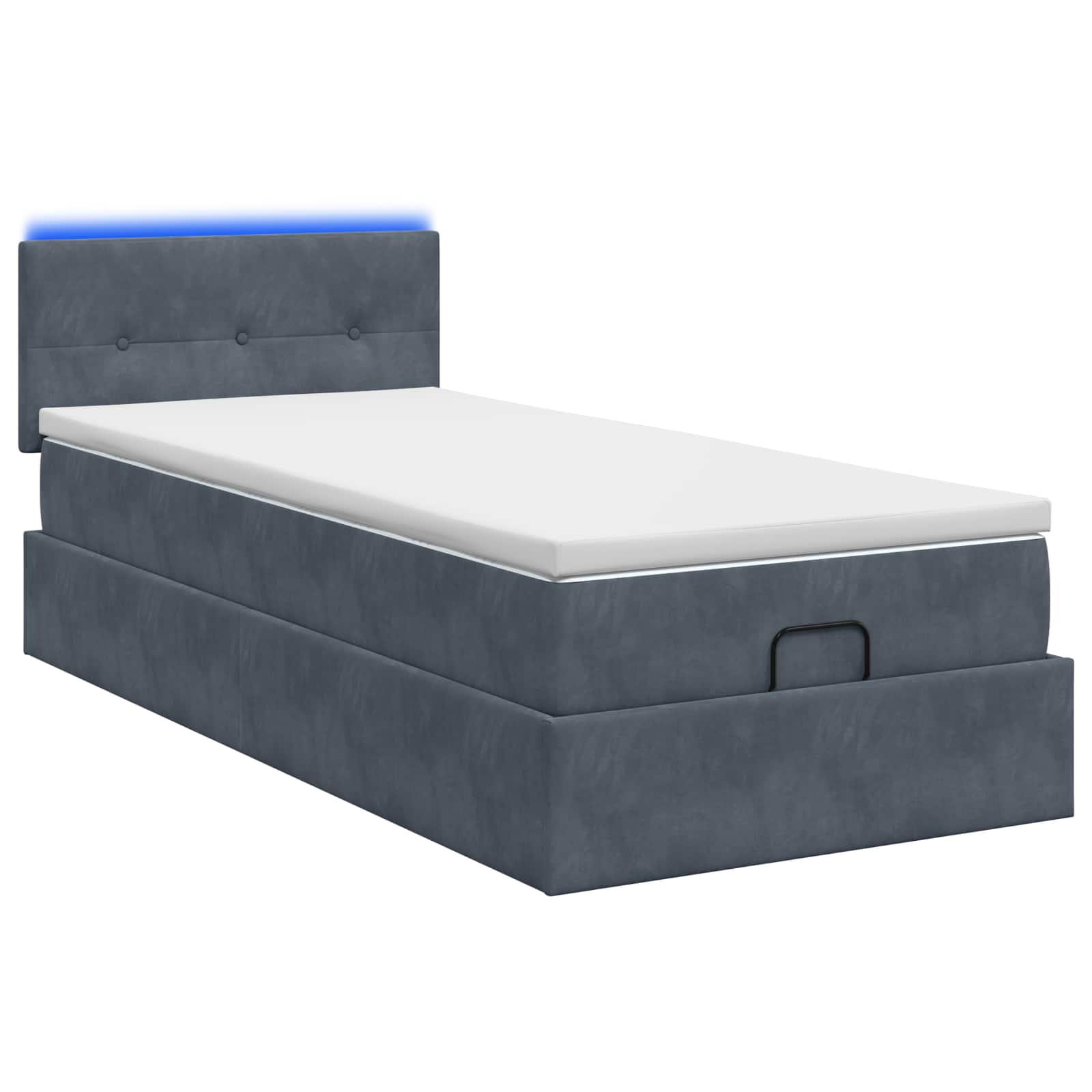 Ottoman-Bett mit Matratze und LED Dunkelgrau 100 x 200 cm Samt