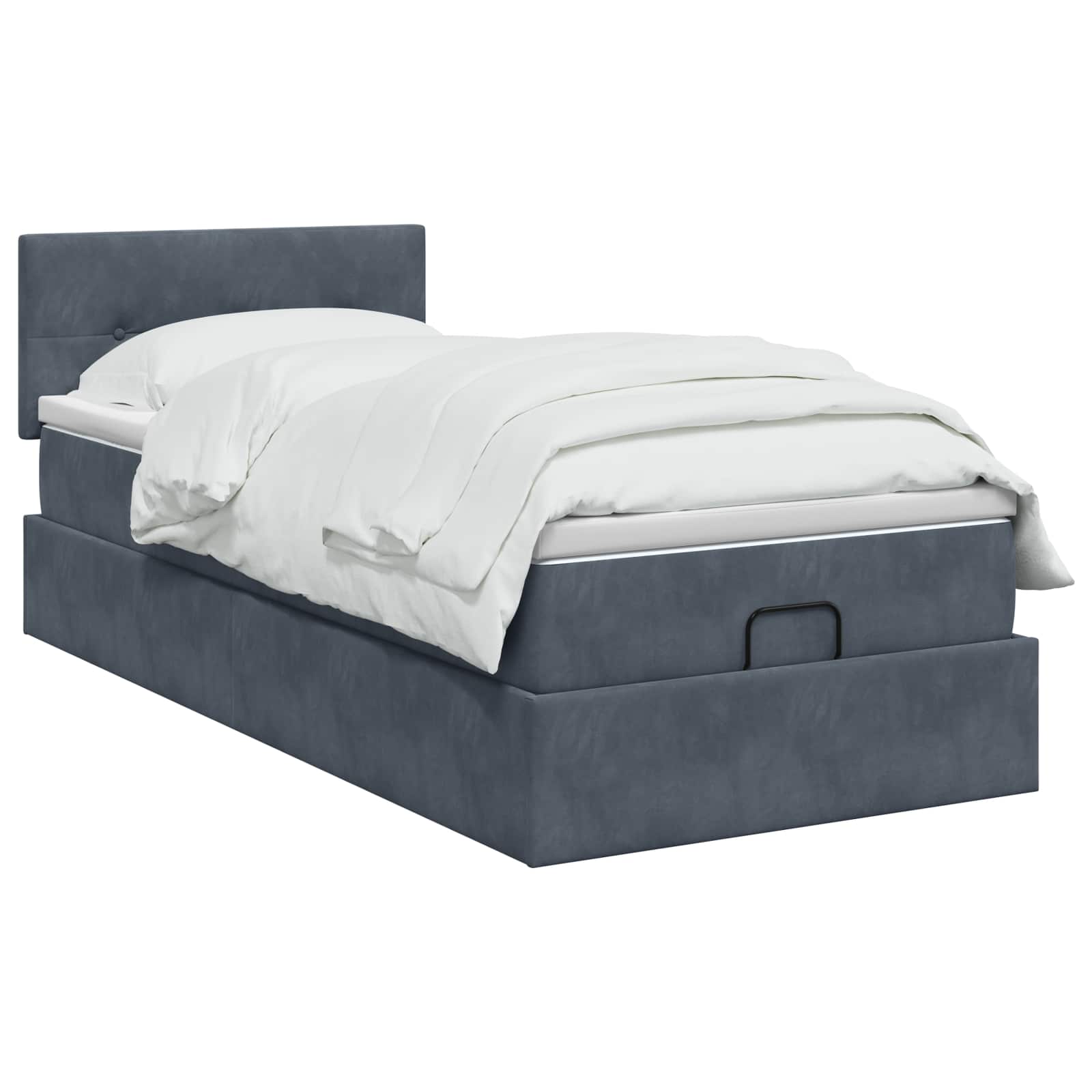 Ottoman-Bett mit Matratze und LED Dunkelgrau 100 x 200 cm Samt