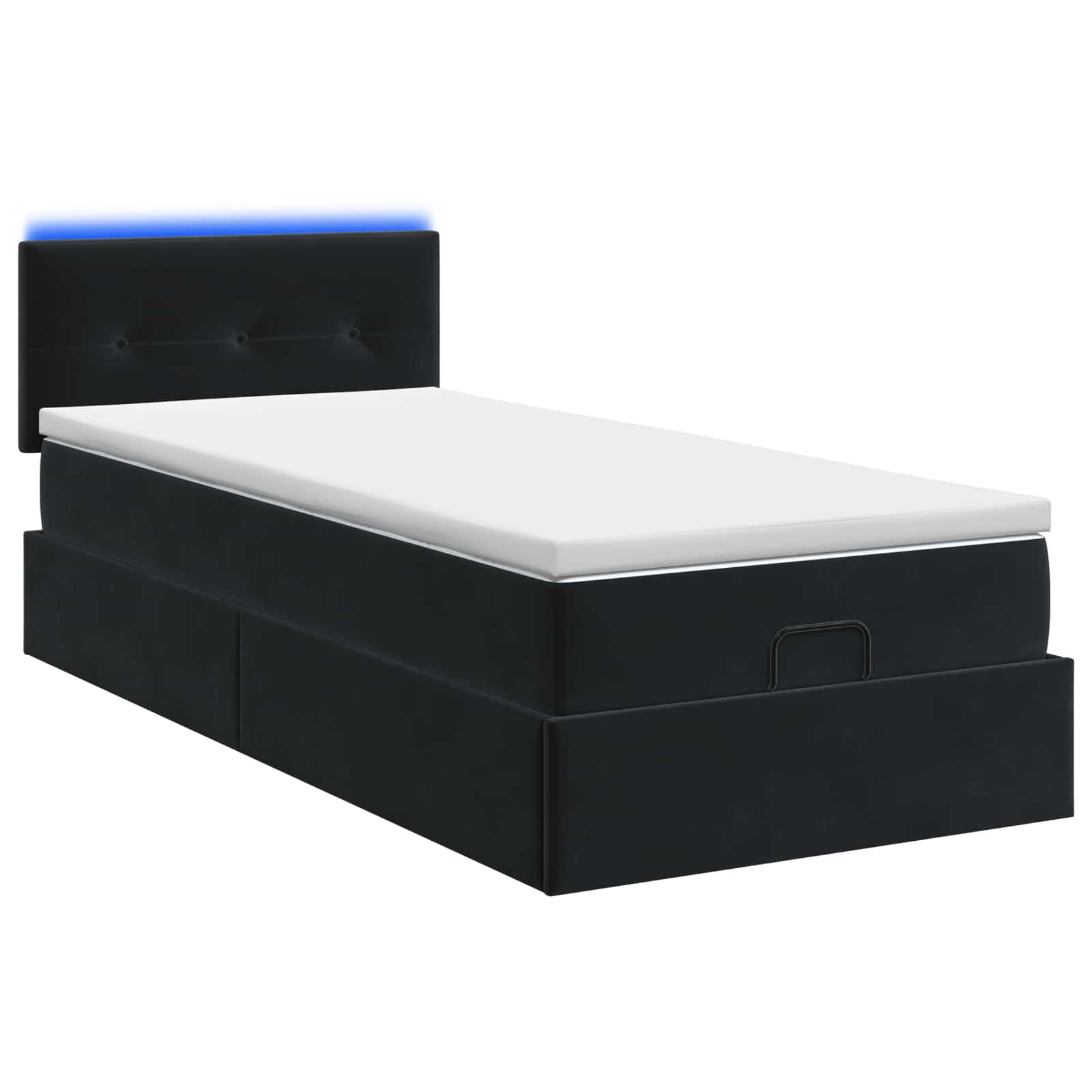 Ottoman-Bett mit Matratze und LED Schwarz 100 x 200 cm Samt