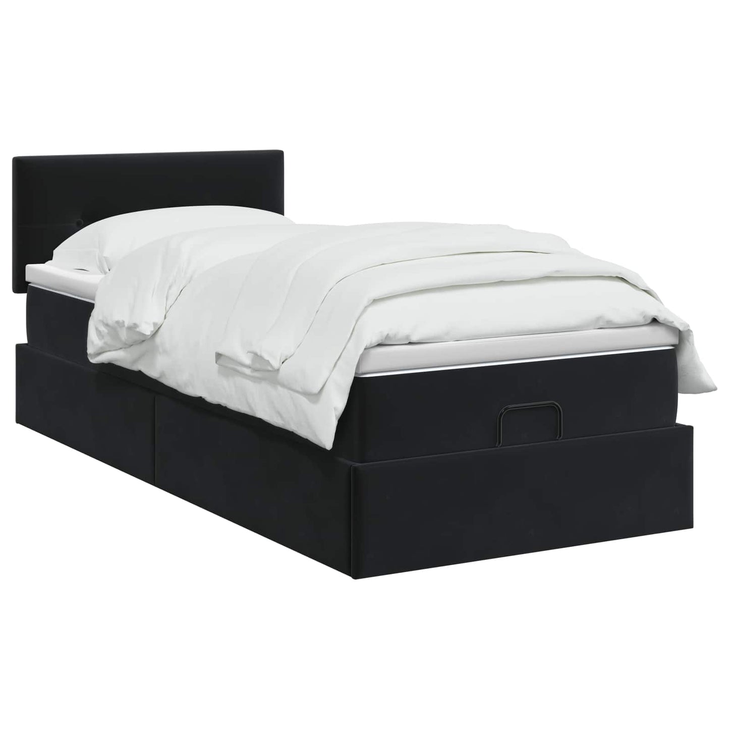 Ottoman-Bett mit Matratze und LED Schwarz 100 x 200 cm Samt