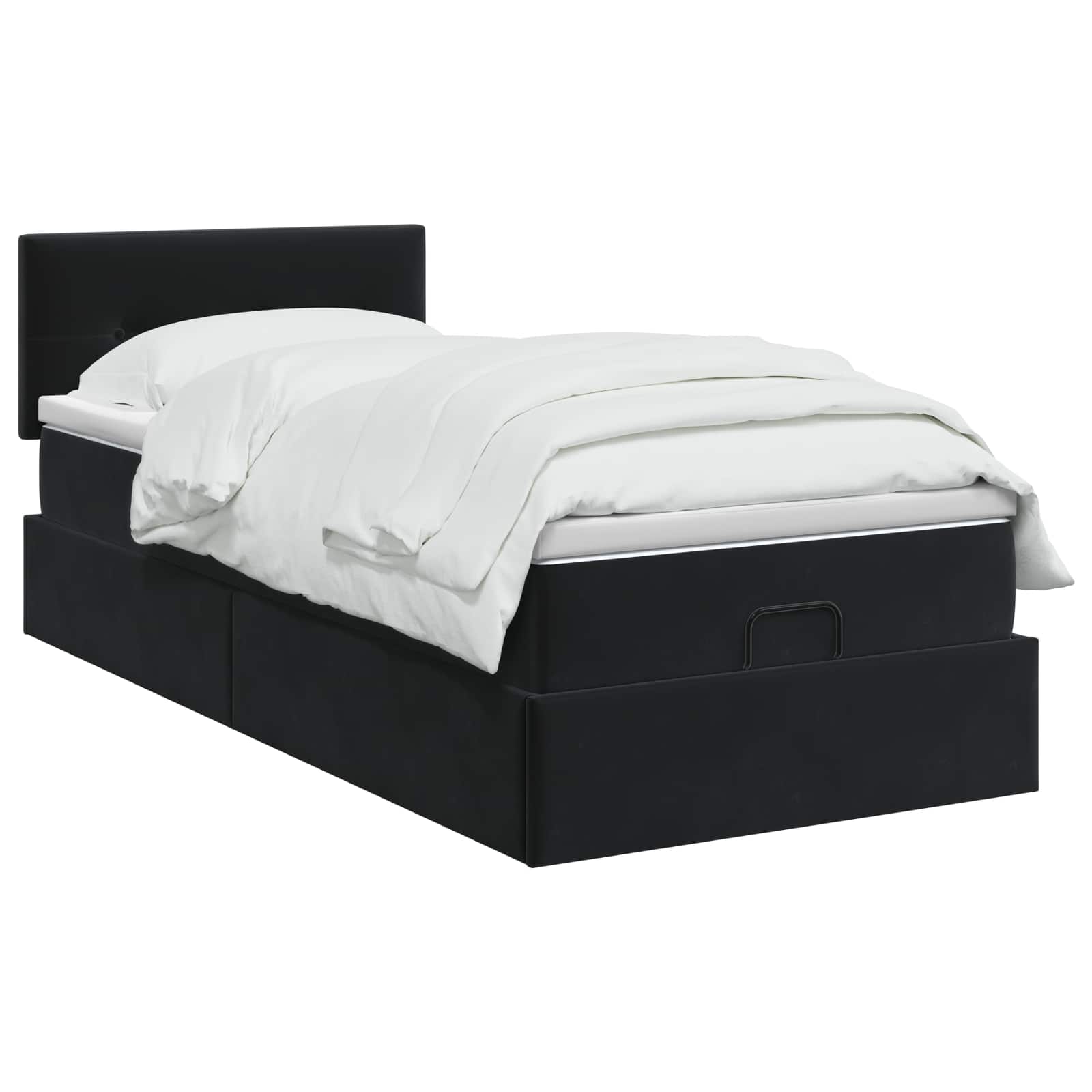 Ottoman-Bett mit Matratze und LED Schwarz 100 x 200 cm Samt