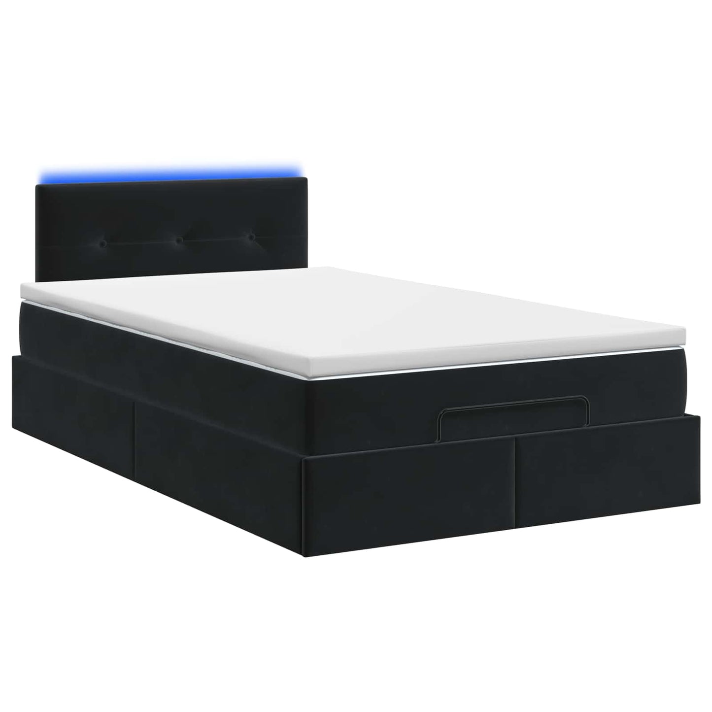 Ottoman-Bett mit Matratze und LED Schwarz 120 x 190 cm Samt