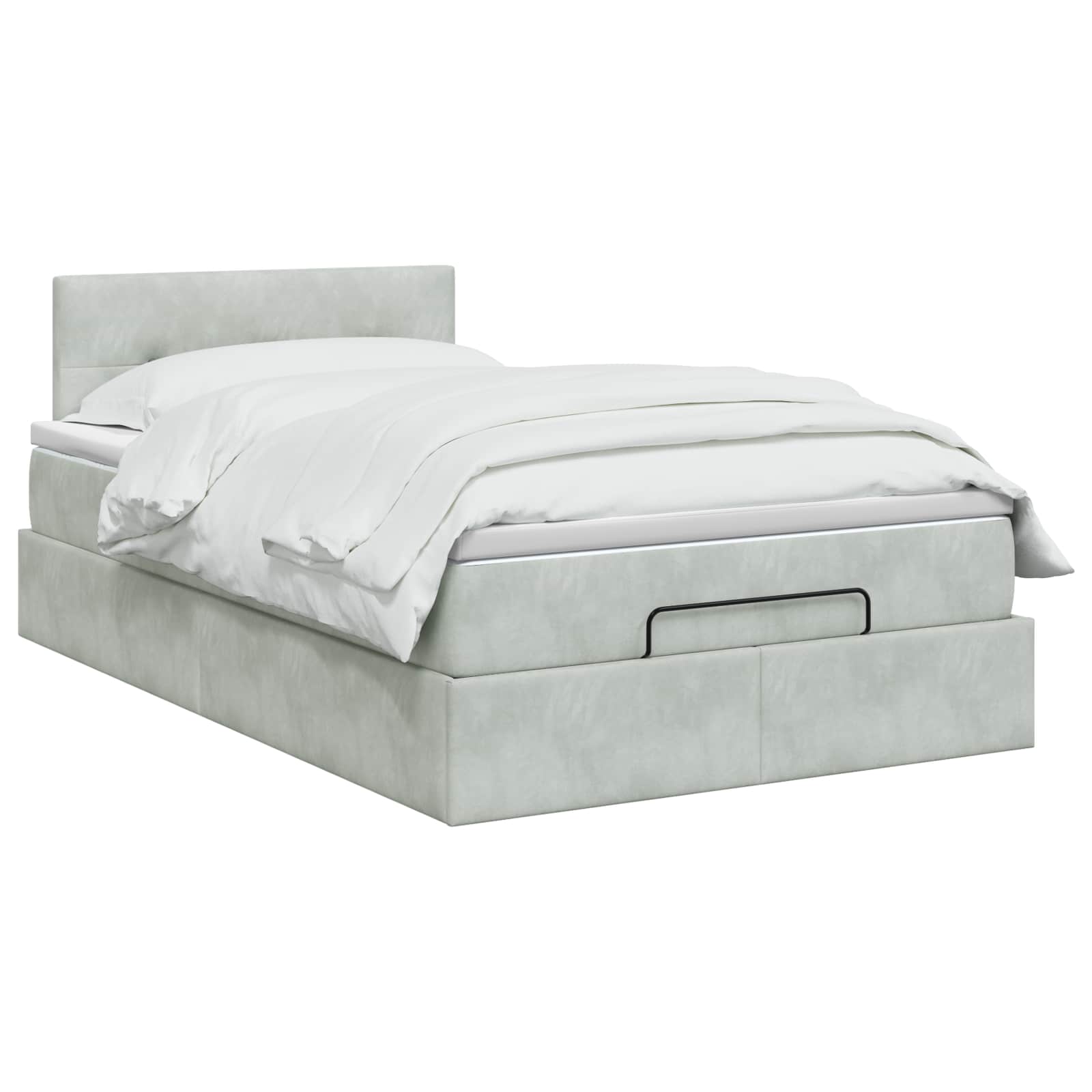 Ottoman-Bett mit Matratze und LED Hellgrau 120 x 200 cm Samt