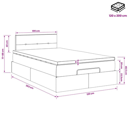 Ottoman-Bett mit Matratze und LED Dunkelgrau 120 x 200 cm Samt