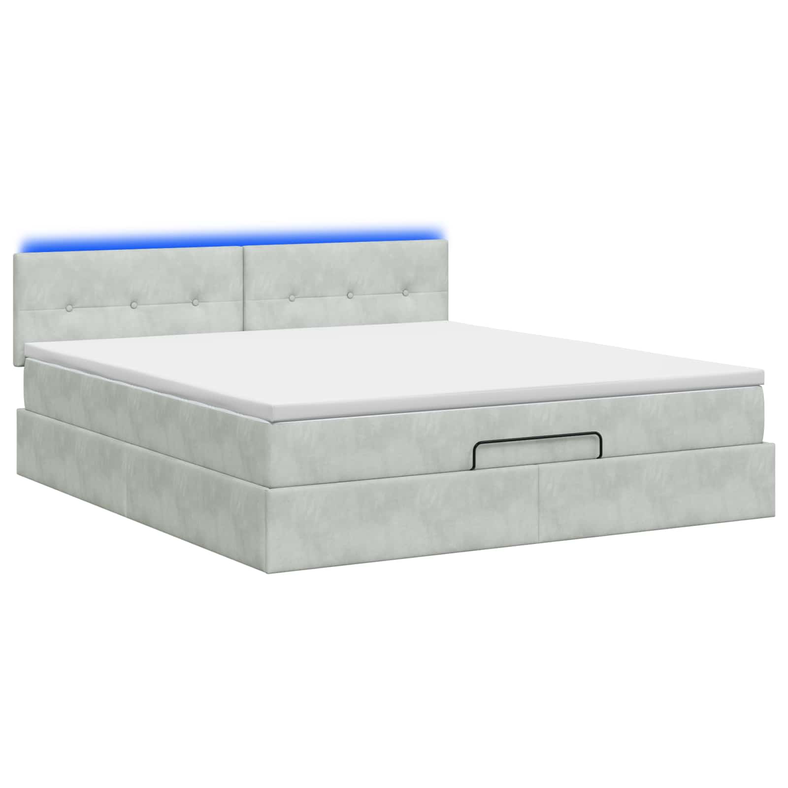 Ottoman-Bett mit Matratze und LED Hellgrau 140 x 190 cm Samt