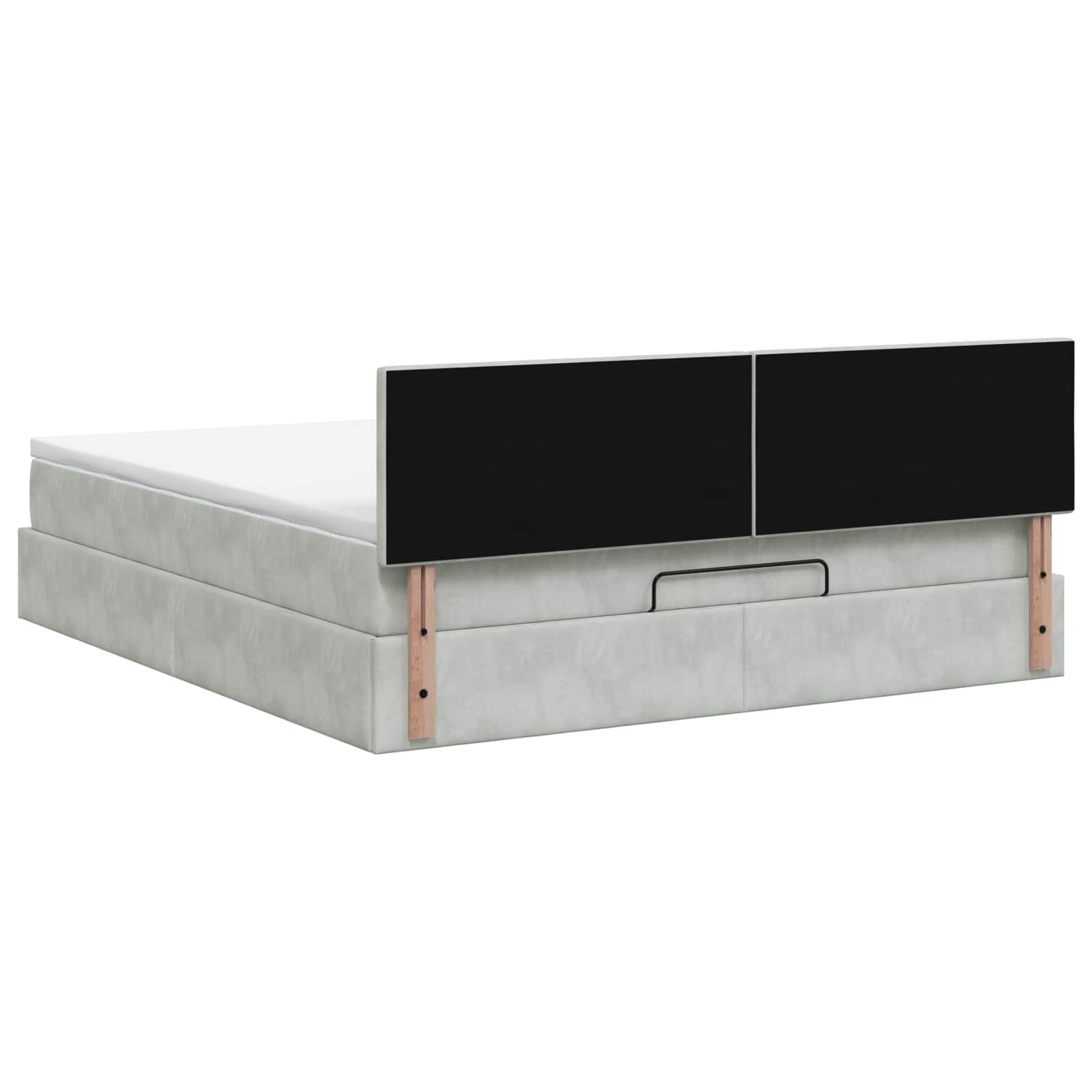 Ottoman-Bett mit Matratze und LED Hellgrau 140 x 190 cm Samt