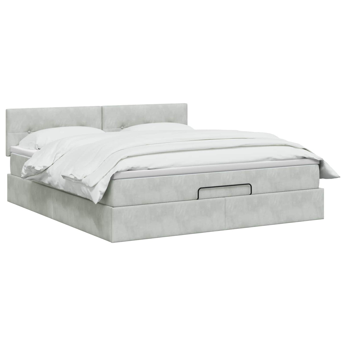 Ottoman-Bett mit Matratze und LED Hellgrau 140 x 190 cm Samt