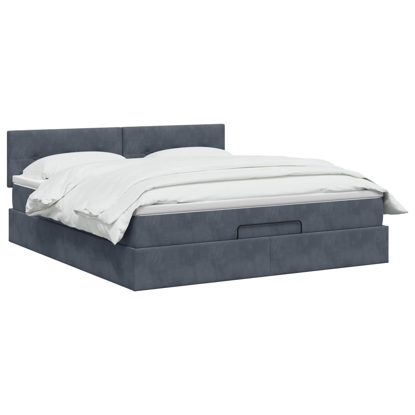 Ottoman-Bett mit Matratze und LED Dunkelgrau 140 x 190 cm Samt