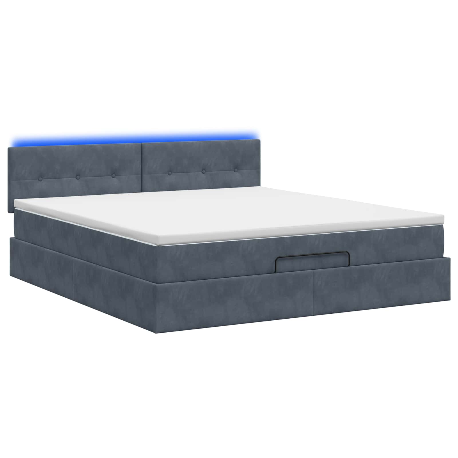 Ottoman-Bett mit Matratze und LED Dunkelgrau 140 x 200 cm Samt