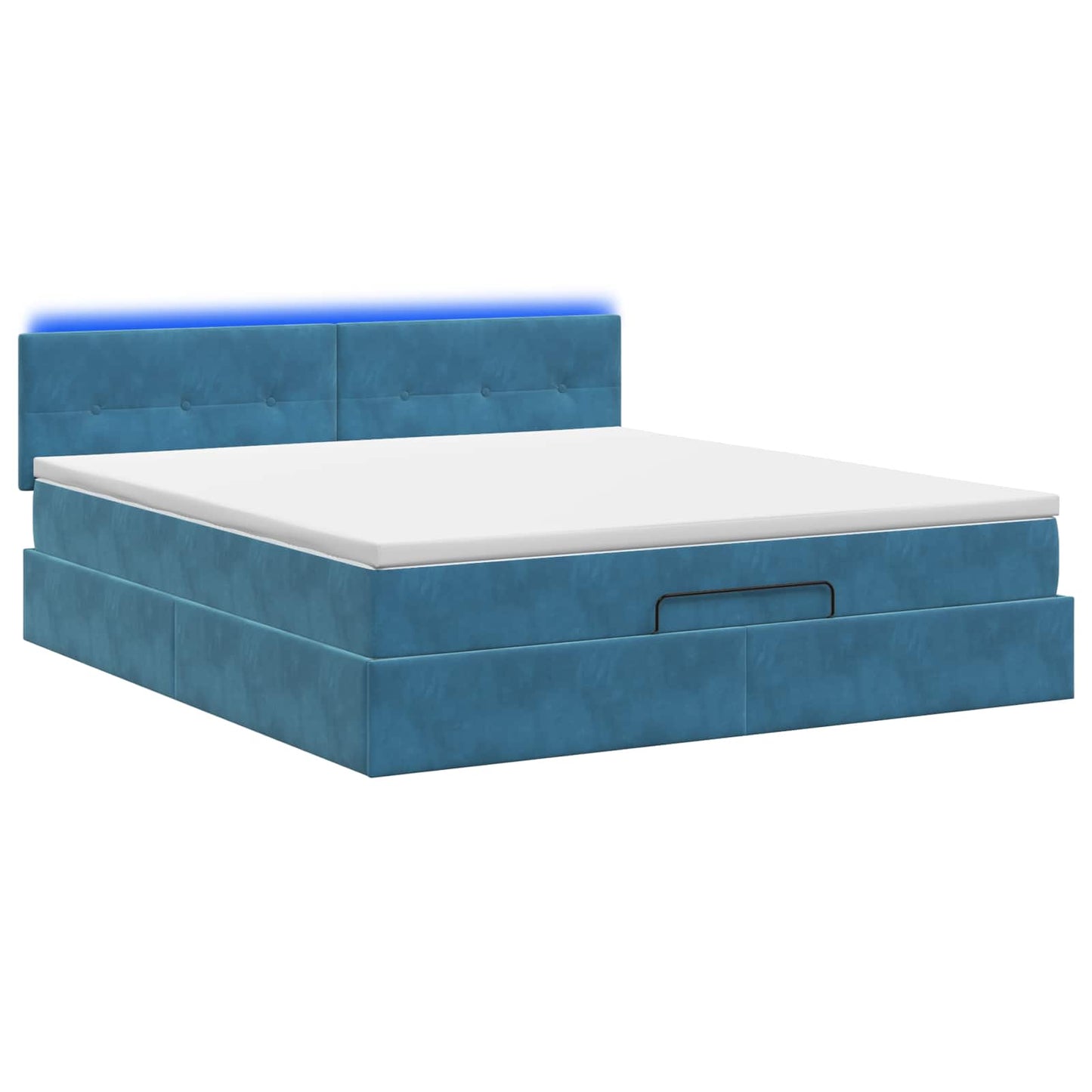 Ottoman-Bett mit Matratze und LED Dunkelblau 140 x 200 cm Samt