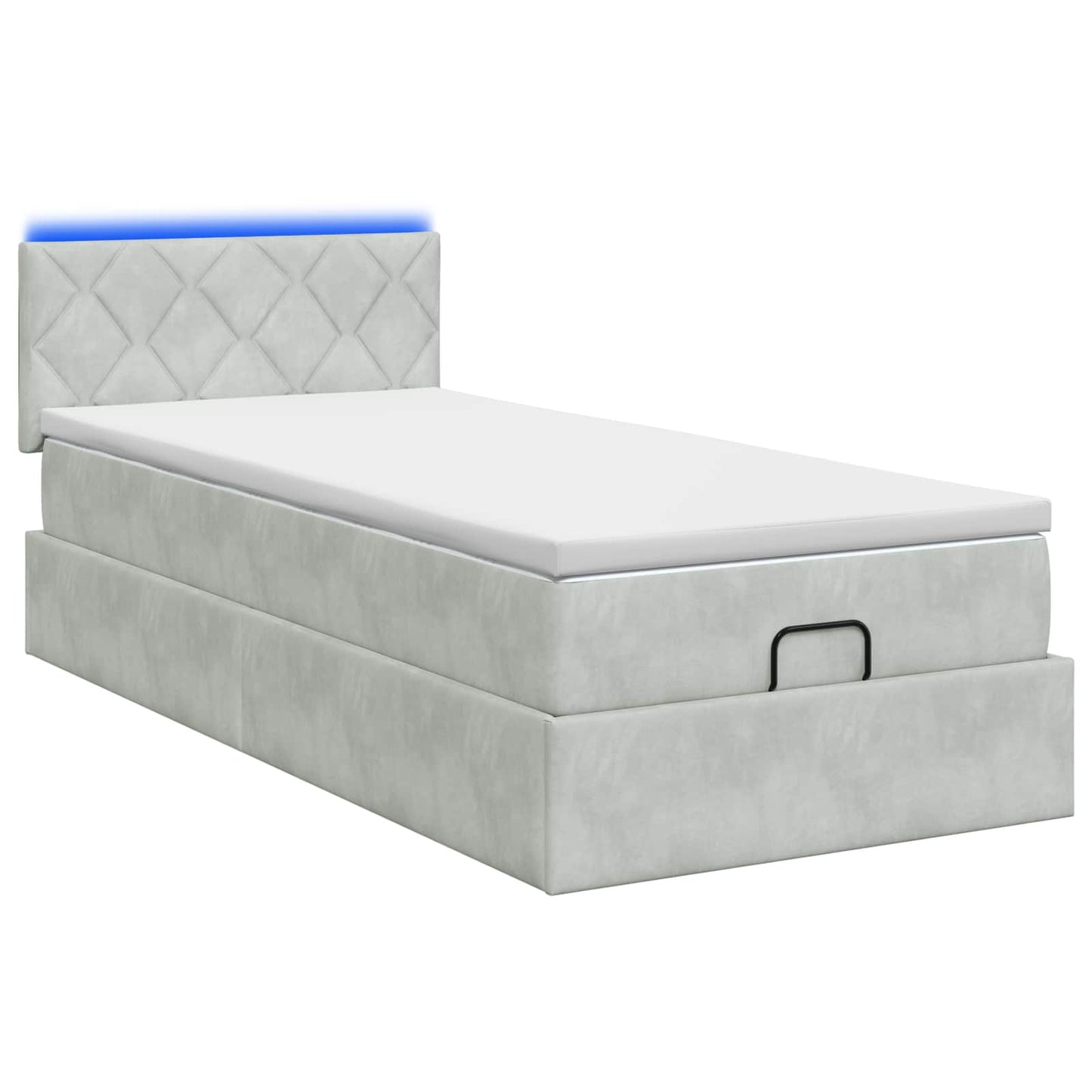 Ottoman-Bett mit Matratze und LED Hellgrau 80 x 200 cm Samt