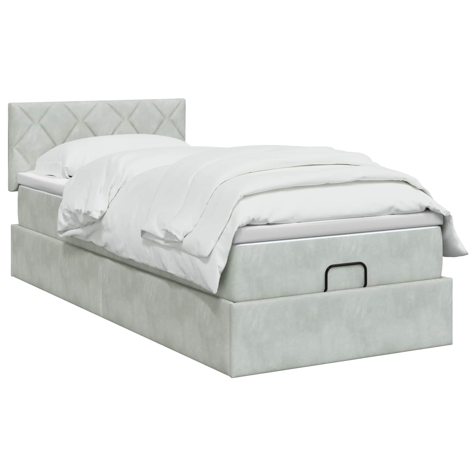Ottoman-Bett mit Matratze und LED Hellgrau 80 x 200 cm Samt