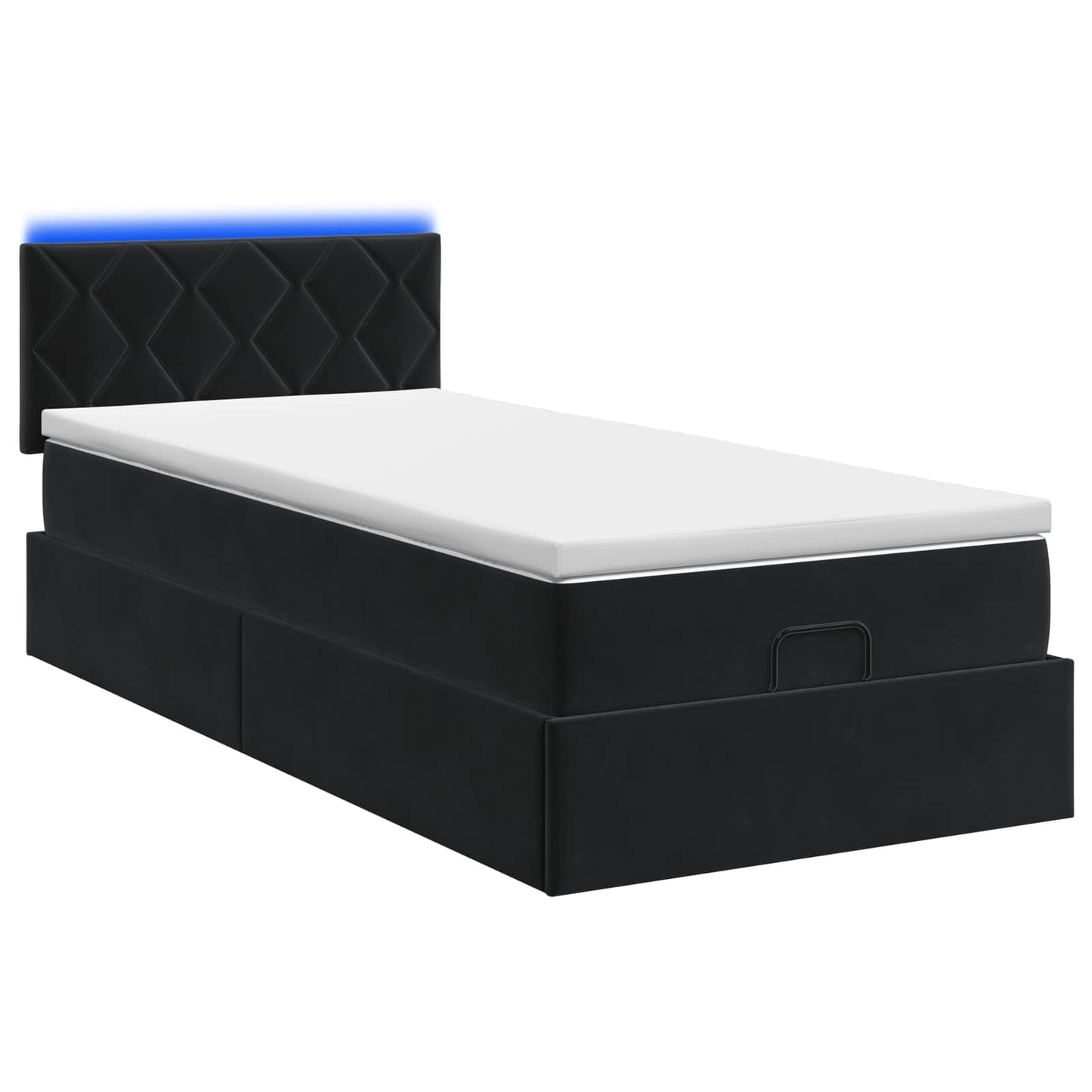 Ottoman-Bett mit Matratze und LED Schwarz 90 x 190 cm Samt