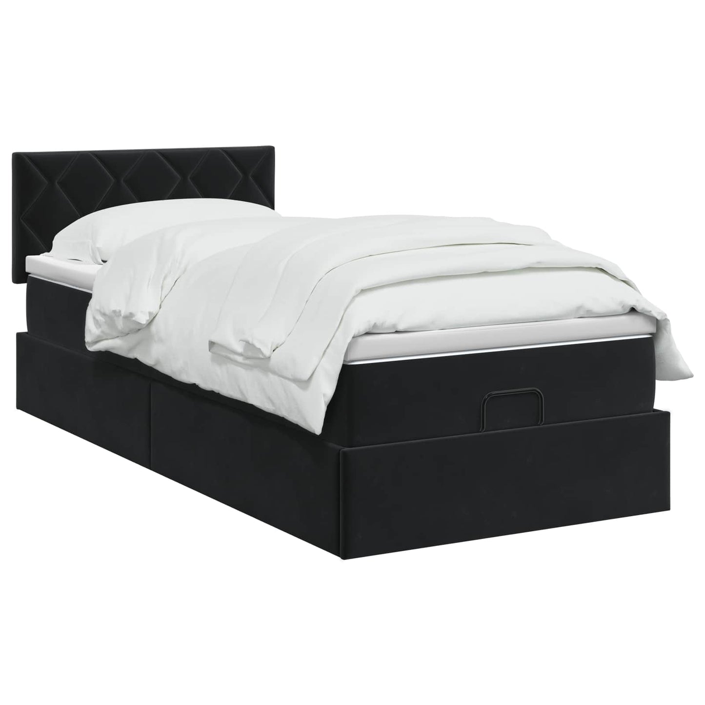 Ottoman-Bett mit Matratze und LED Schwarz 90 x 190 cm Samt