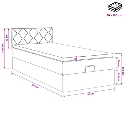 Ottoman-Bett mit Matratze und LED Schwarz 90 x 190 cm Samt