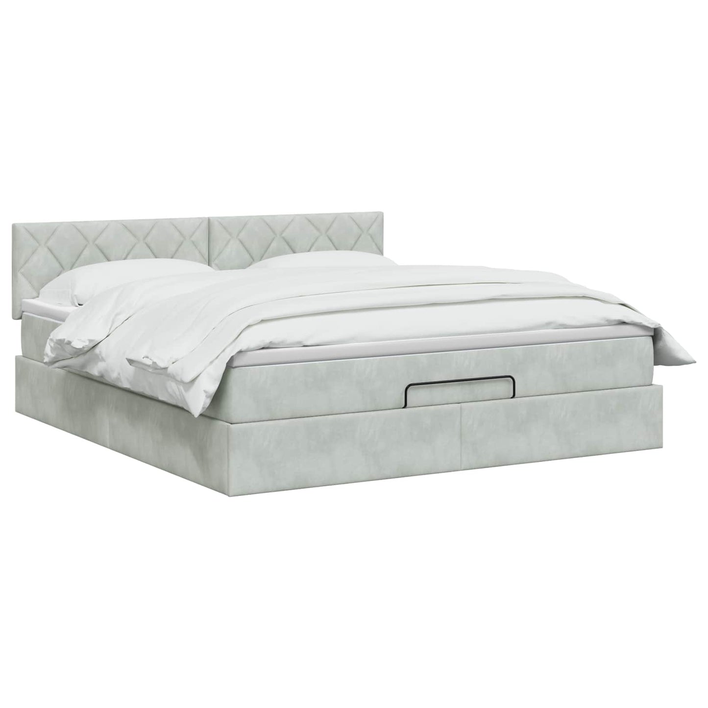 Ottoman-Bett mit Matratze und LED Hellgrau 140 x 190 cm Samt