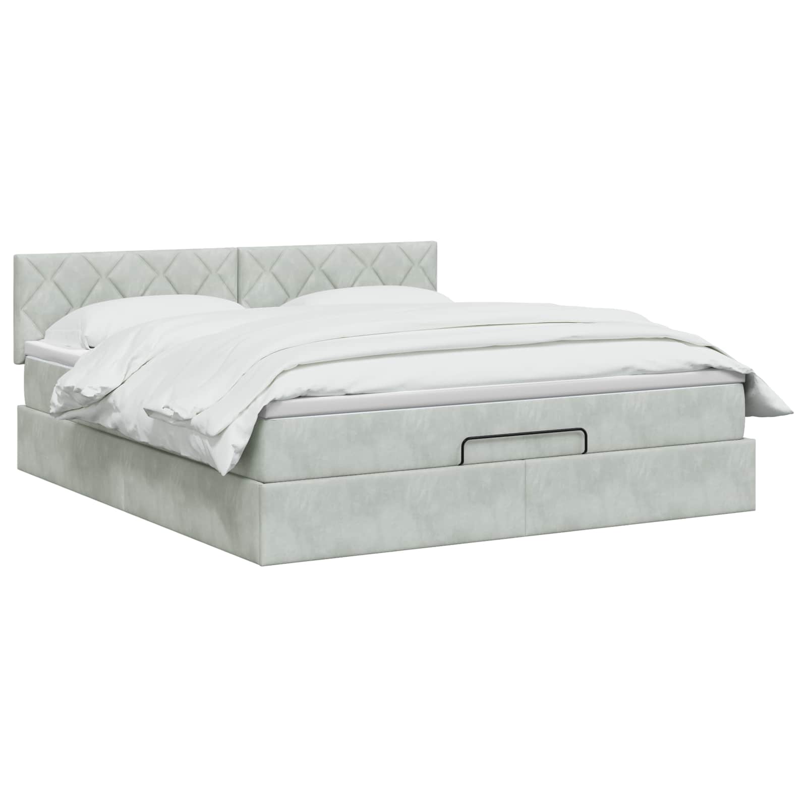 Ottoman-Bett mit Matratze und LED Hellgrau 160 x 200 cm Samt