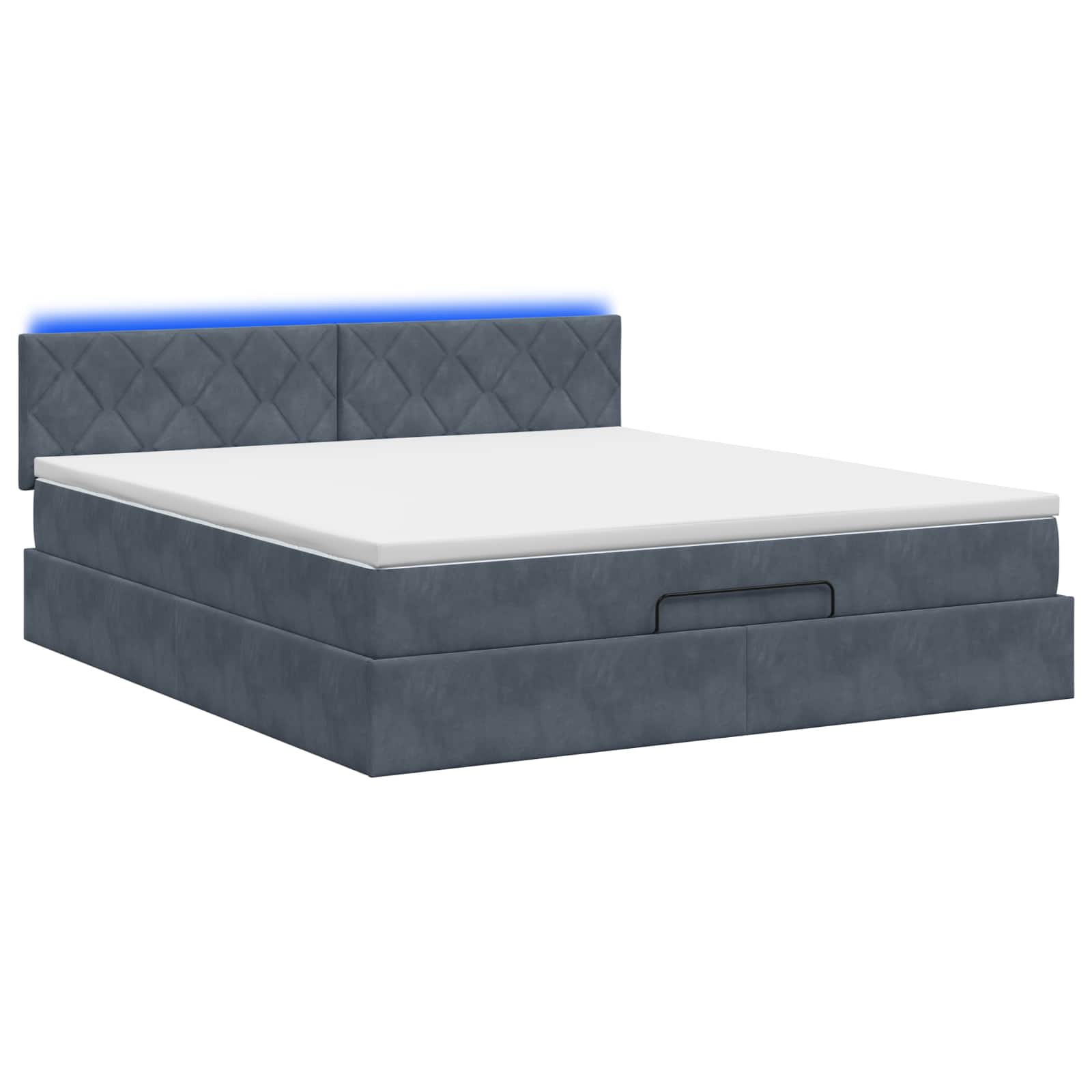 Ottoman-Bett mit Matratze und LED Dunkelgrau 180 x 200 cm Samt