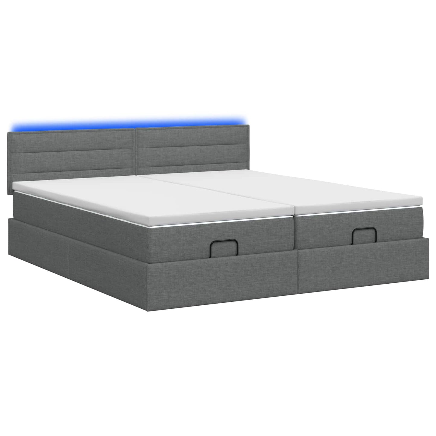 Ottoman-Bett mit Matratze und LED Dunkelgrau 160 x 200 cm Stoff