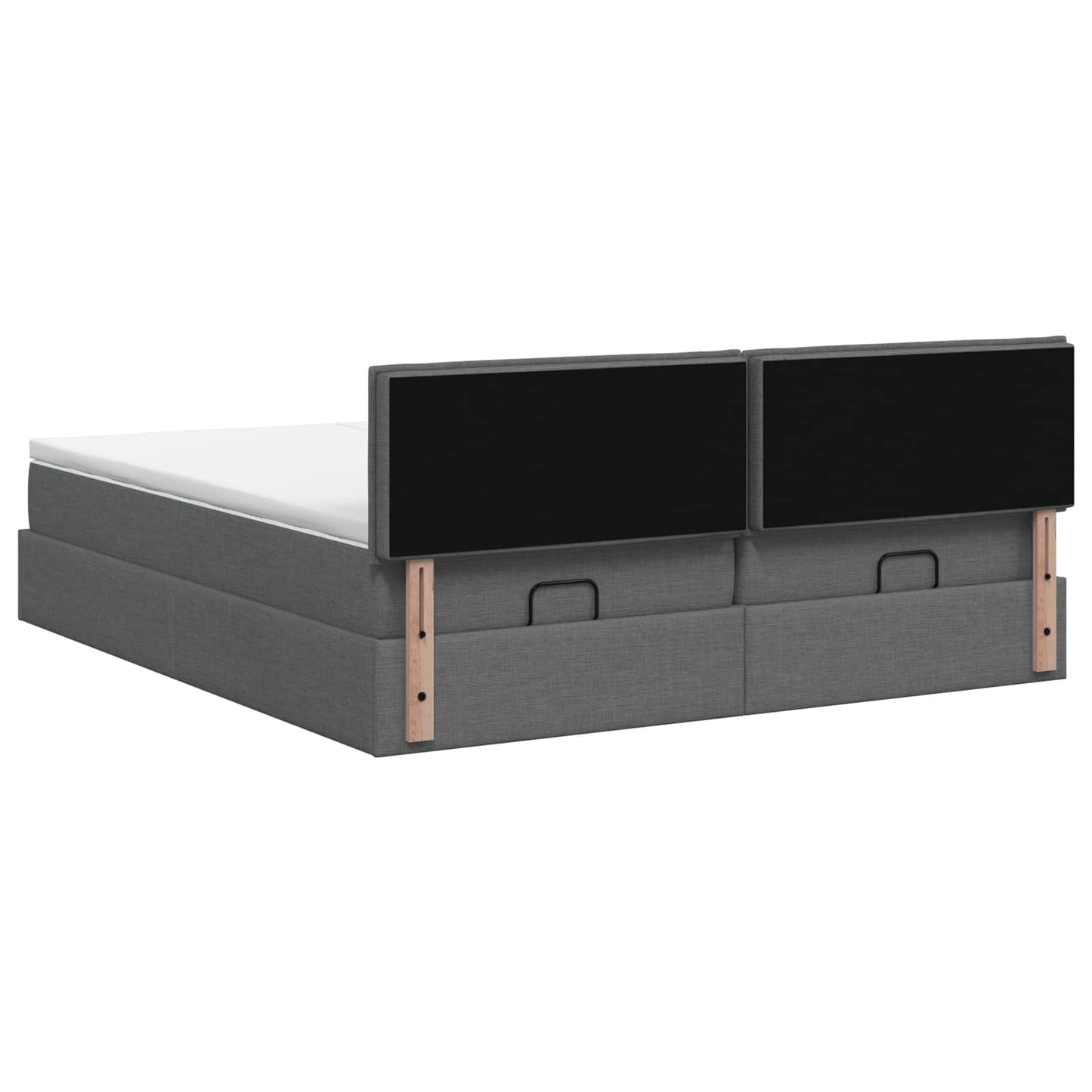 Ottoman-Bett mit Matratze und LED Dunkelgrau 160 x 200 cm Stoff