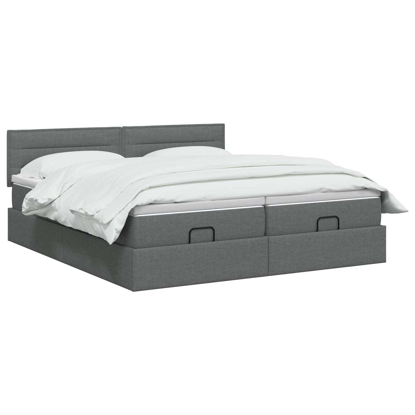 Ottoman-Bett mit Matratze und LED Dunkelgrau 160 x 200 cm Stoff