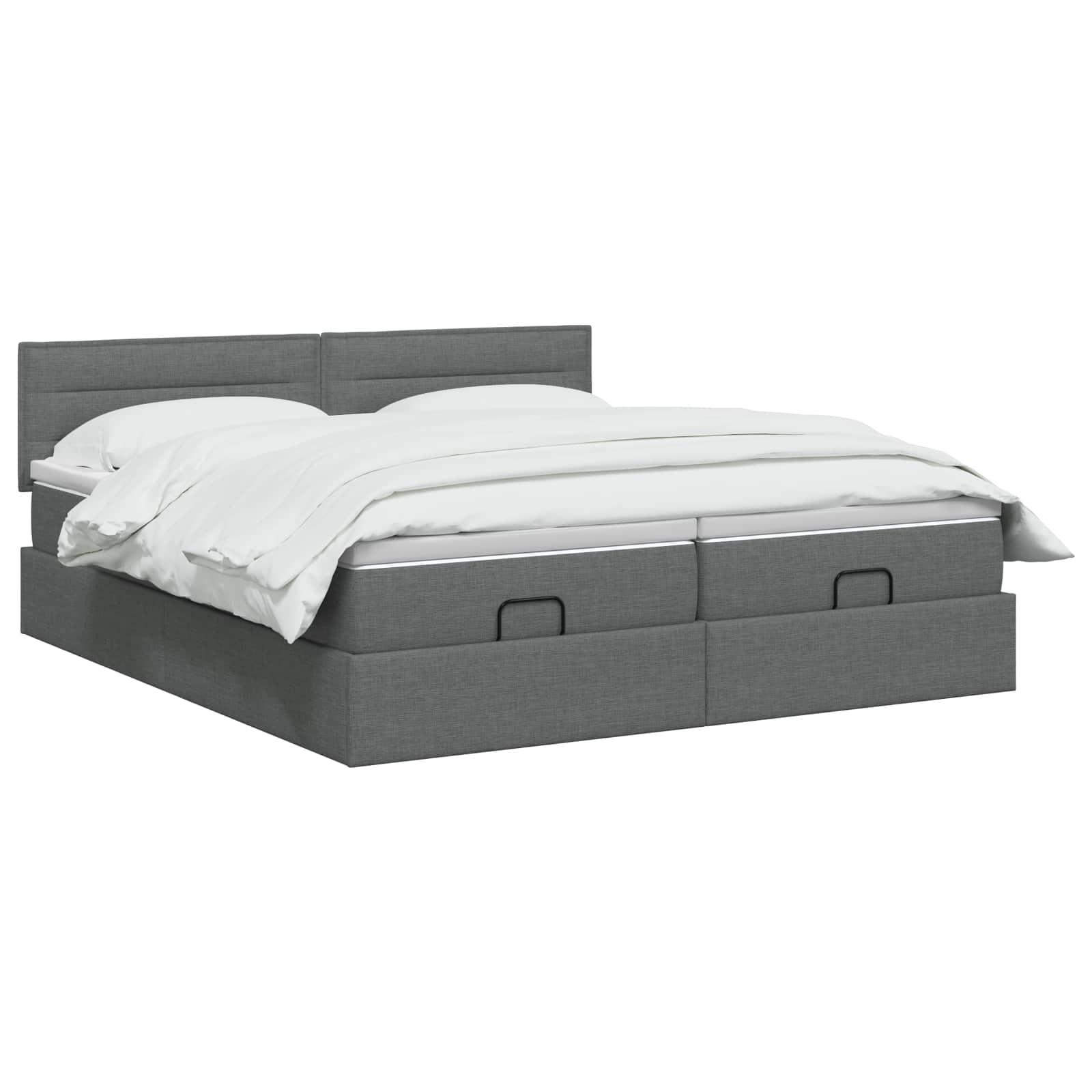 Ottoman-Bett mit Matratze und LED Dunkelgrau 160 x 200 cm Stoff