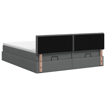 Ottoman-Bett mit Matratze und LED Dunkelgrau 180 x 200 cm Stoff