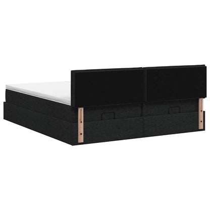 Ottoman-Bett mit Matratze und LED Schwarz 200 x 200 cm Stoff
