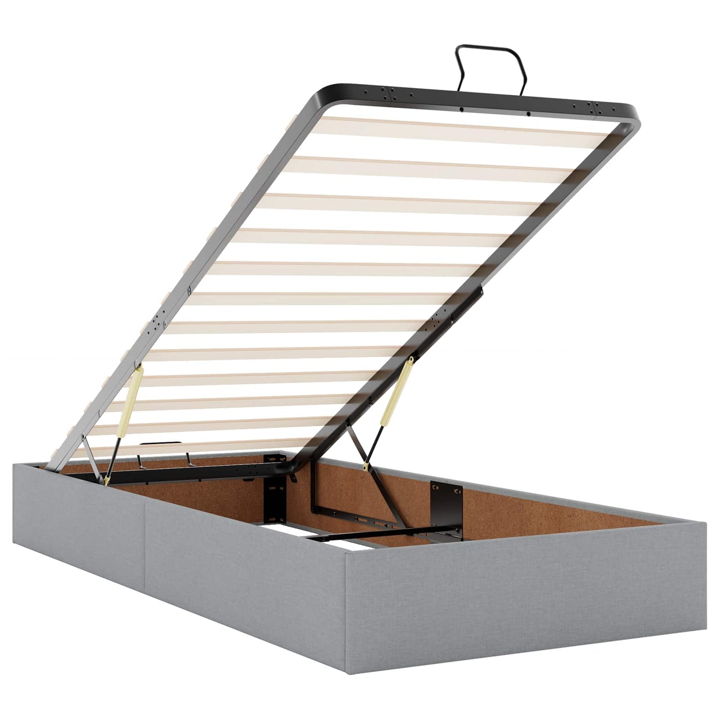 Ottoman-Bett mit Matratze und LED Hellgrau 180 x 200 cm Stoff