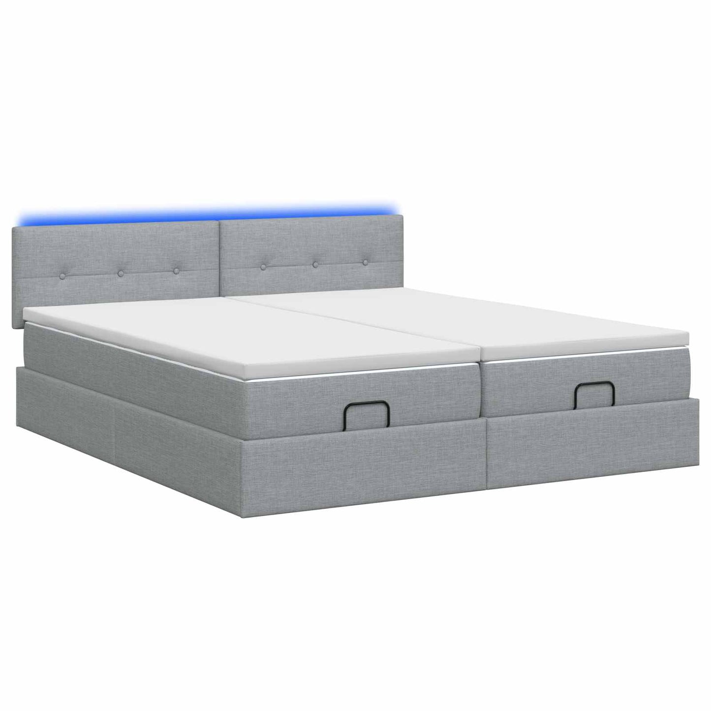 Ottoman-Bett mit Matratze und LED Hellgrau 180 x 200 cm Stoff