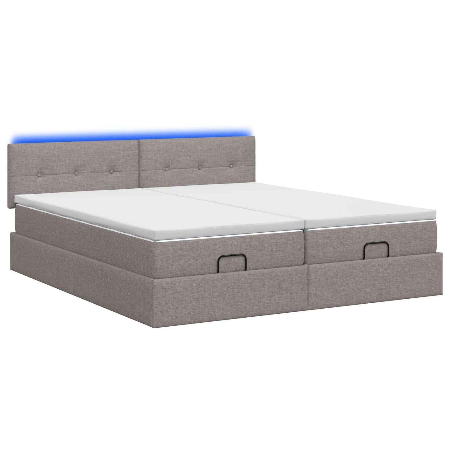 Ottoman-Bett mit Matratze und LED Taupe 180 x 200 cm Stoff