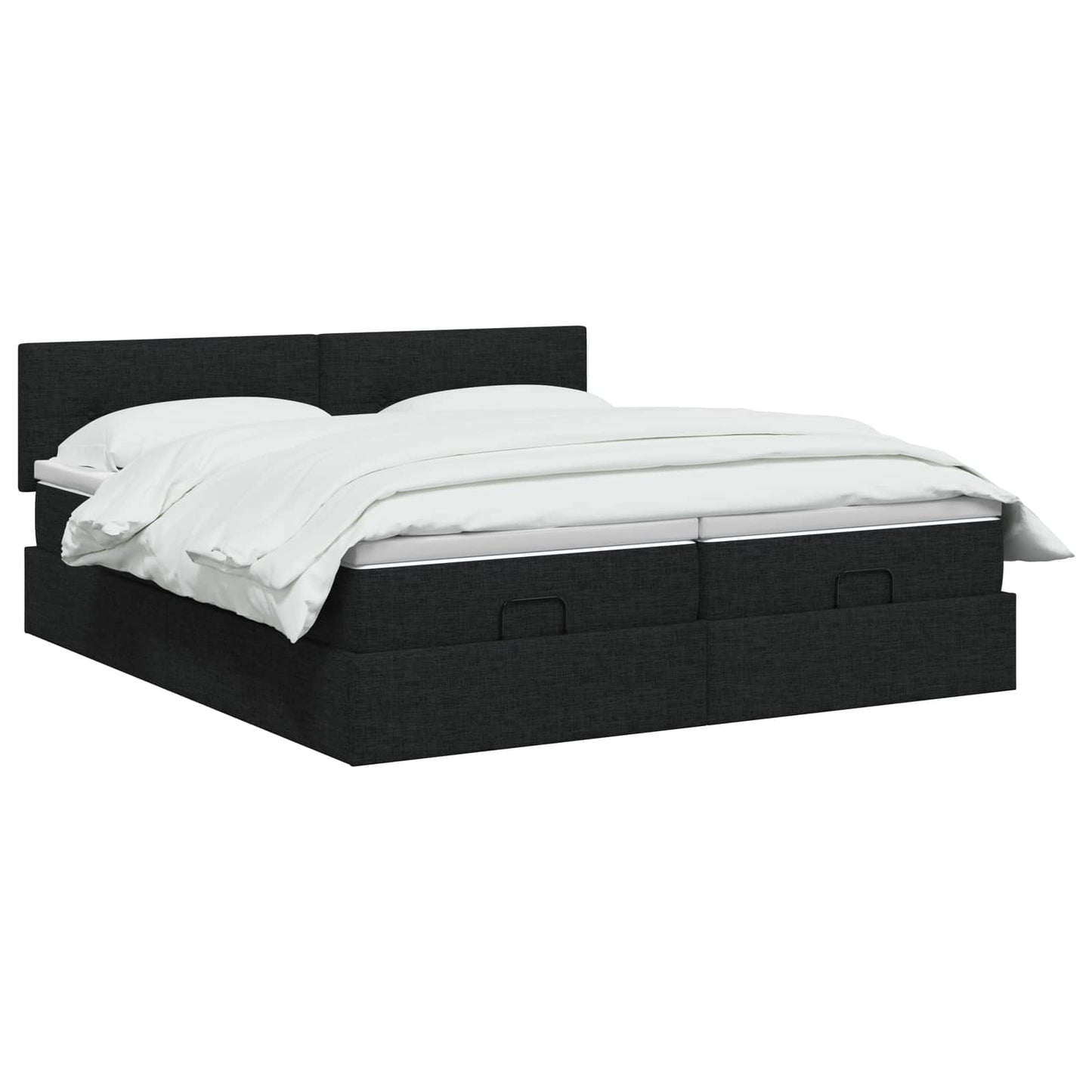 Ottoman-Bett mit Matratze und LED Schwarz 200 x 200 cm Stoff