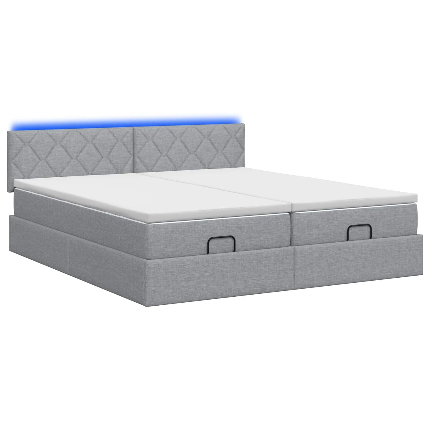 Ottoman-Bett mit Matratze und LED Hellgrau 180 x 200 cm Stoff