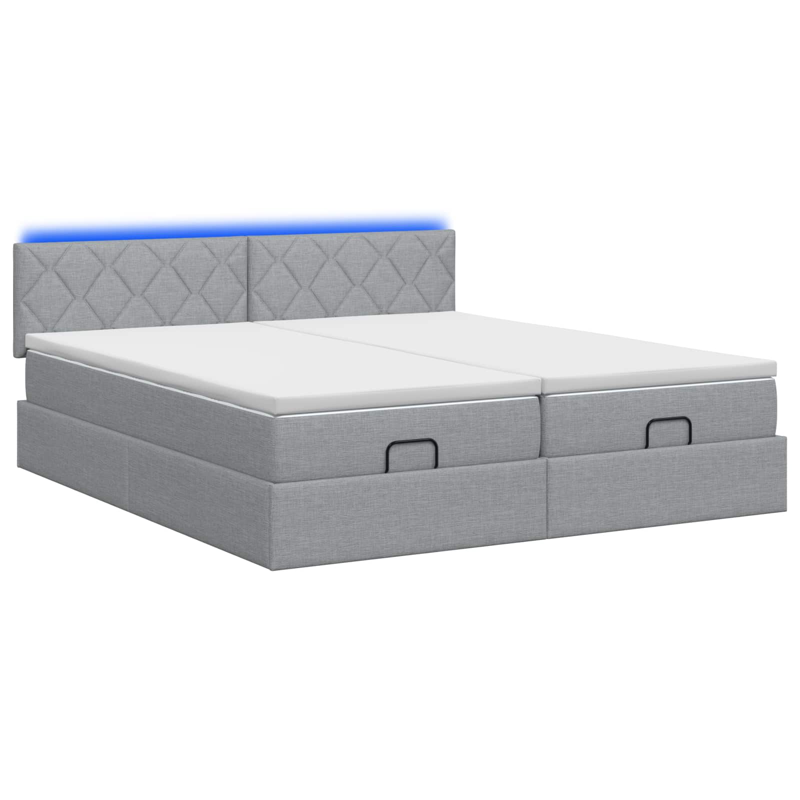 Ottoman-Bett mit Matratze und LED Hellgrau 180 x 200 cm Stoff