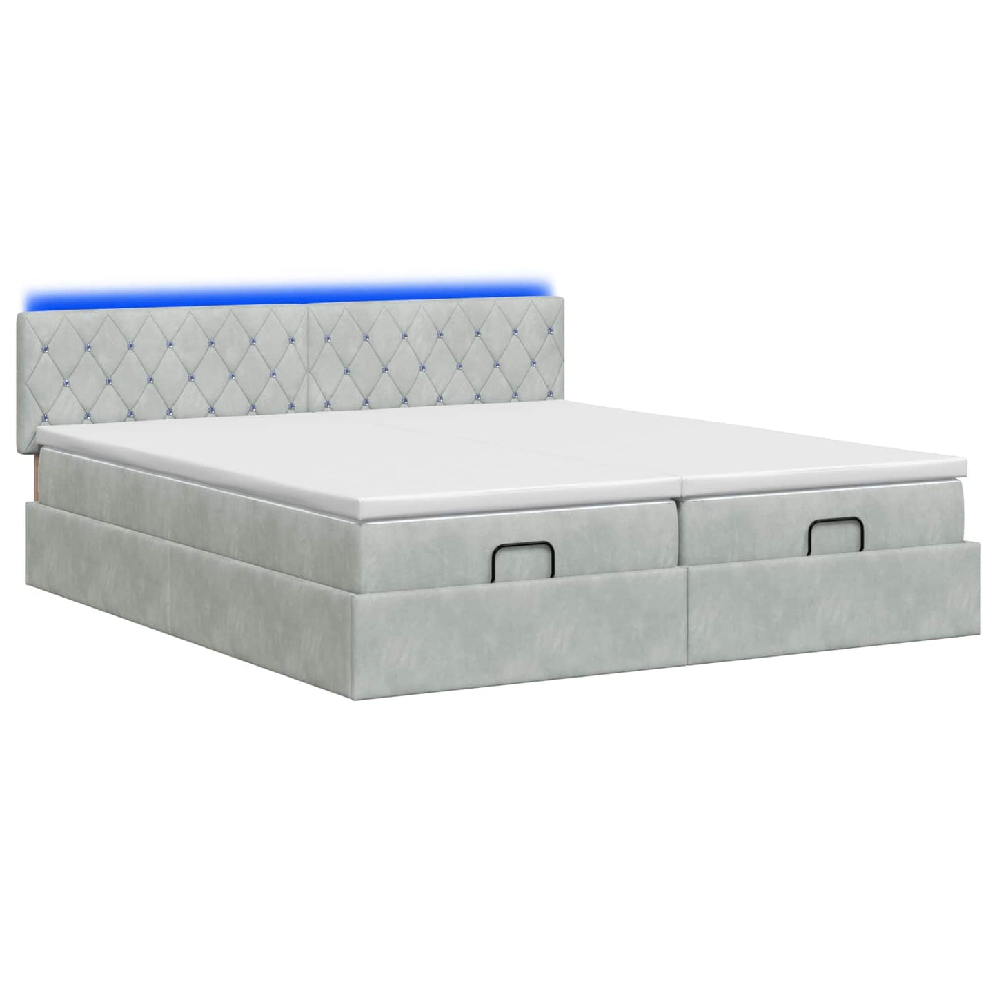 Ottoman-Bett mit Matratze und LED Hellgrau 160 x 200 cm Samt