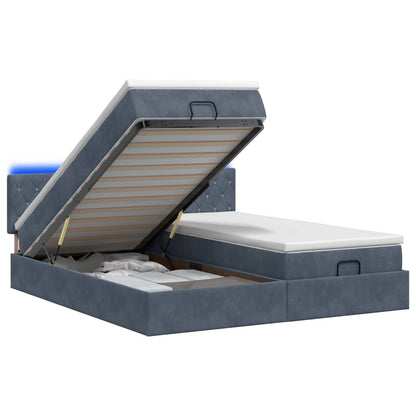 Ottoman-Bett mit Matratze und LED Dunkelgrau 200 x 200 cm Samt