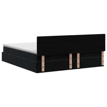 Ottoman-Bett mit Matratze und LED Schwarz 200 x 200 cm Samt