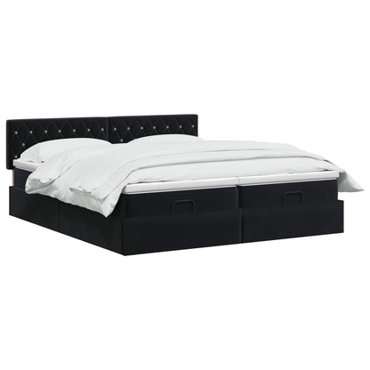 Ottoman-Bett mit Matratze und LED Schwarz 200 x 200 cm Samt