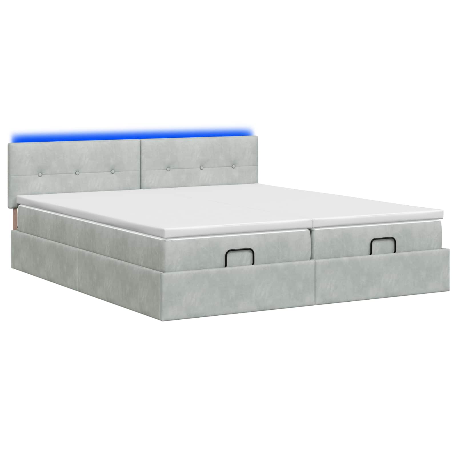 Ottoman-Bett mit Matratze und LED Hellgrau 180 x 200 cm Samt