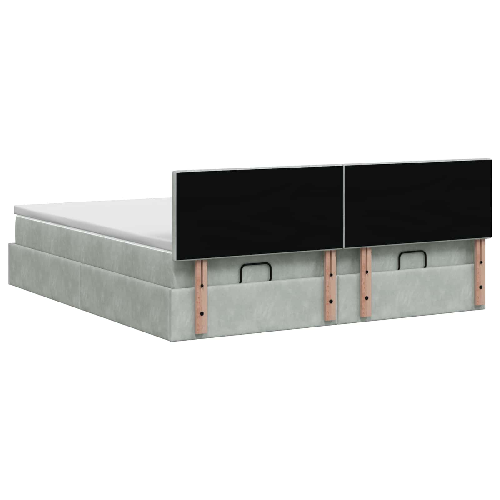 Ottoman-Bett mit Matratze und LED Hellgrau 180 x 200 cm Samt