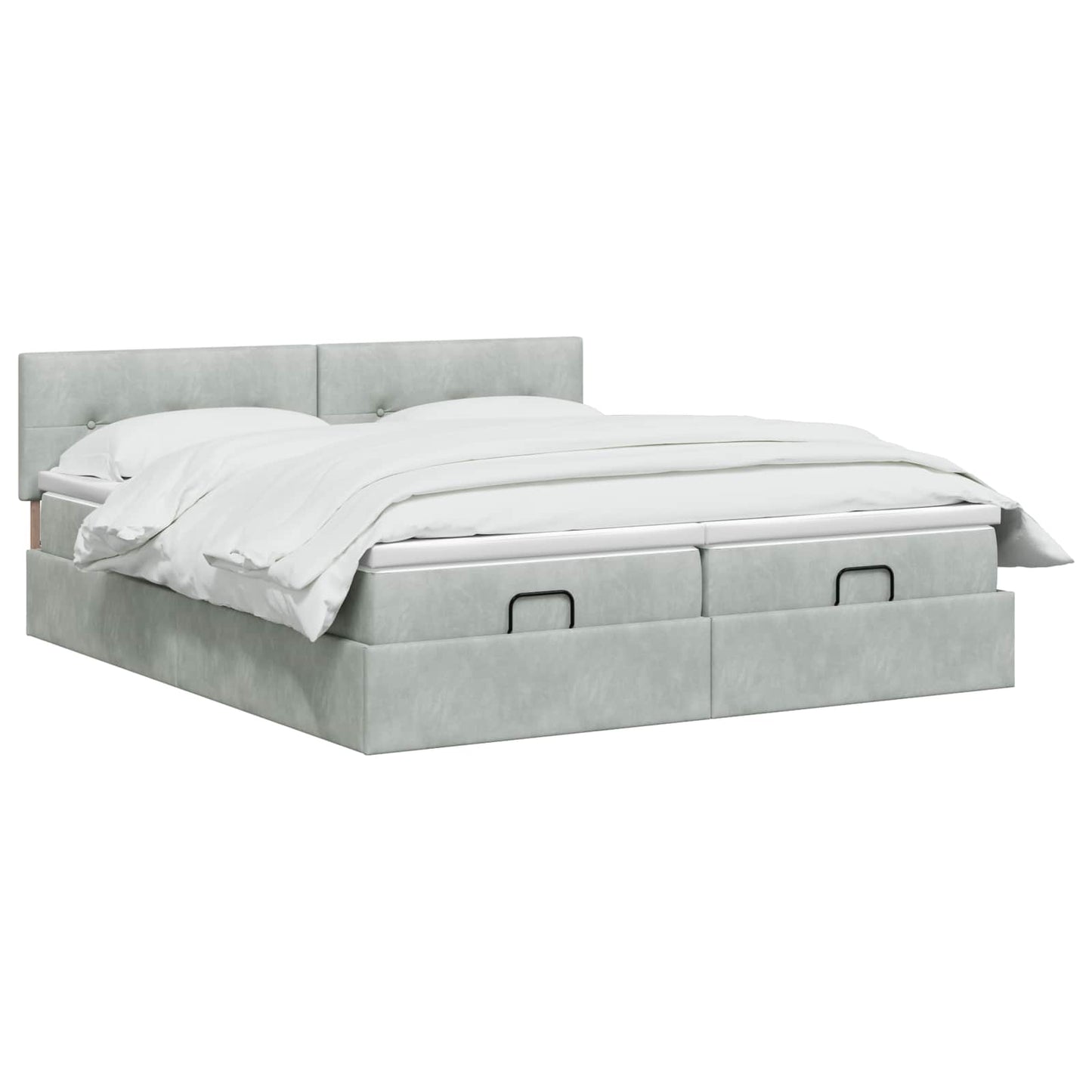 Ottoman-Bett mit Matratze und LED Hellgrau 180 x 200 cm Samt