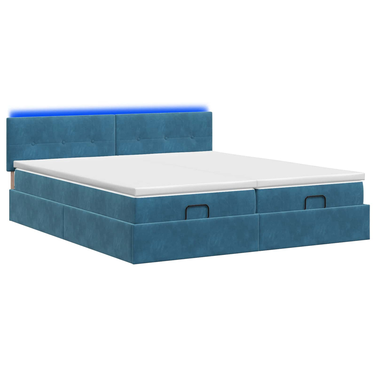 Ottoman-Bett mit Matratze und LED Dunkelblau 180 x 200 cm Samt