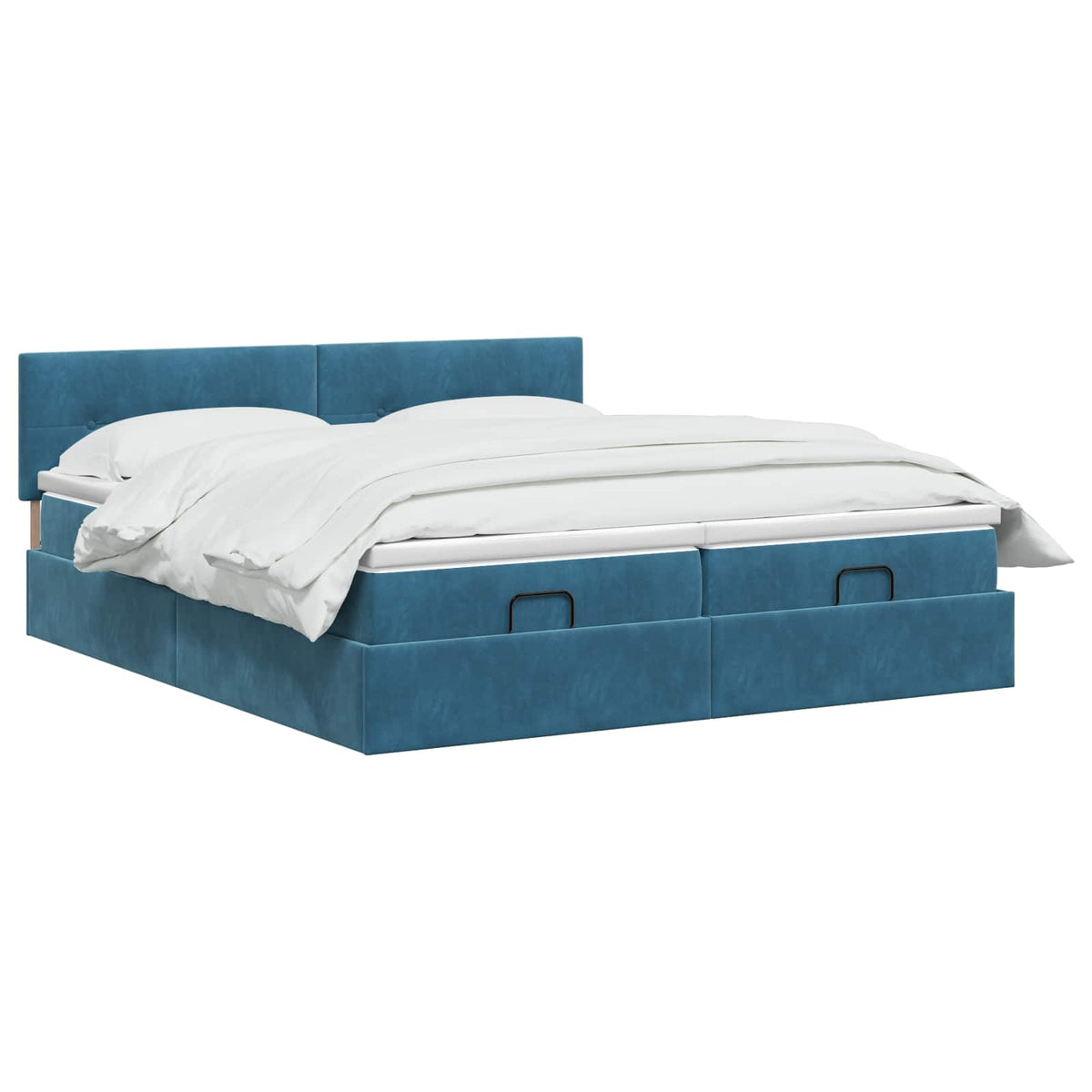Ottoman-Bett mit Matratze und LED Dunkelblau 180 x 200 cm Samt