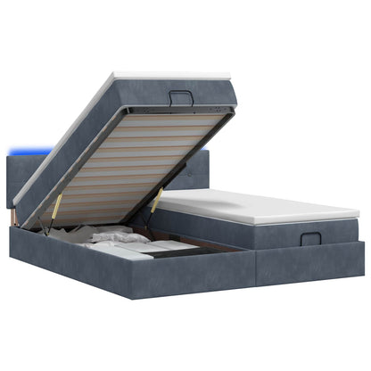 Ottoman-Bett mit Matratze und LED Dunkelgrau 200 x 200 cm Samt
