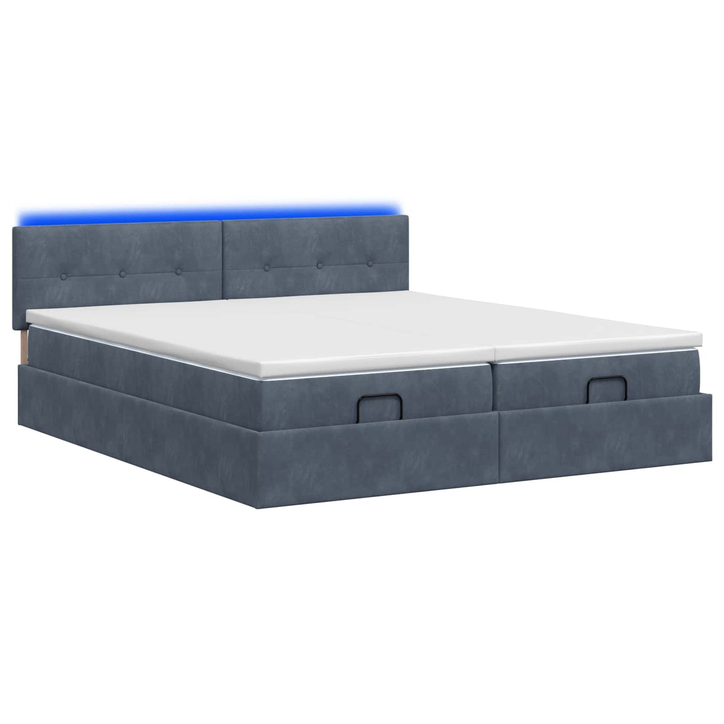 Ottoman-Bett mit Matratze und LED Dunkelgrau 200 x 200 cm Samt