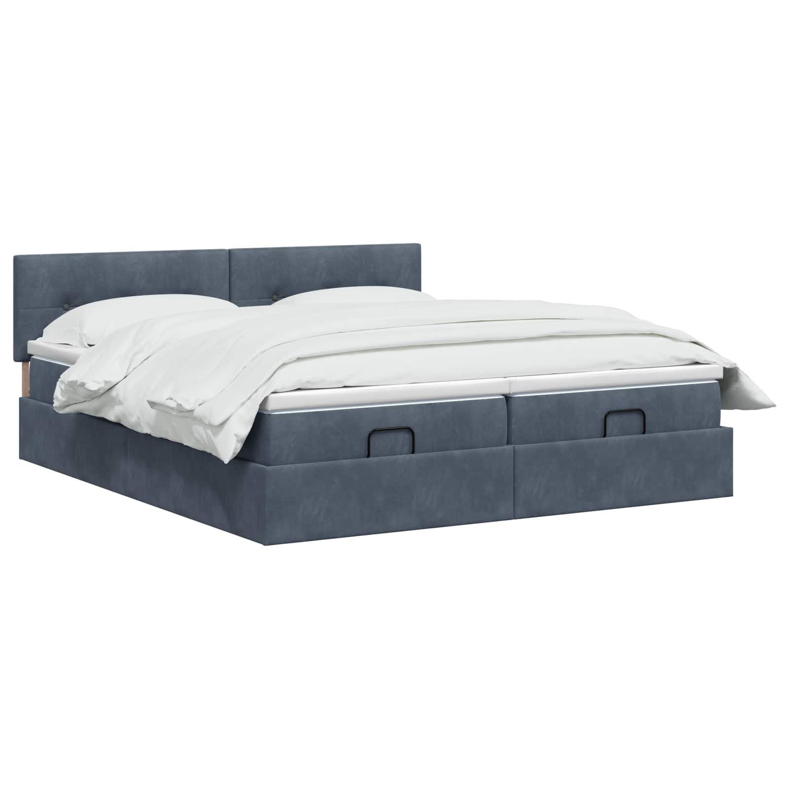 Ottoman-Bett mit Matratze und LED Dunkelgrau 200 x 200 cm Samt