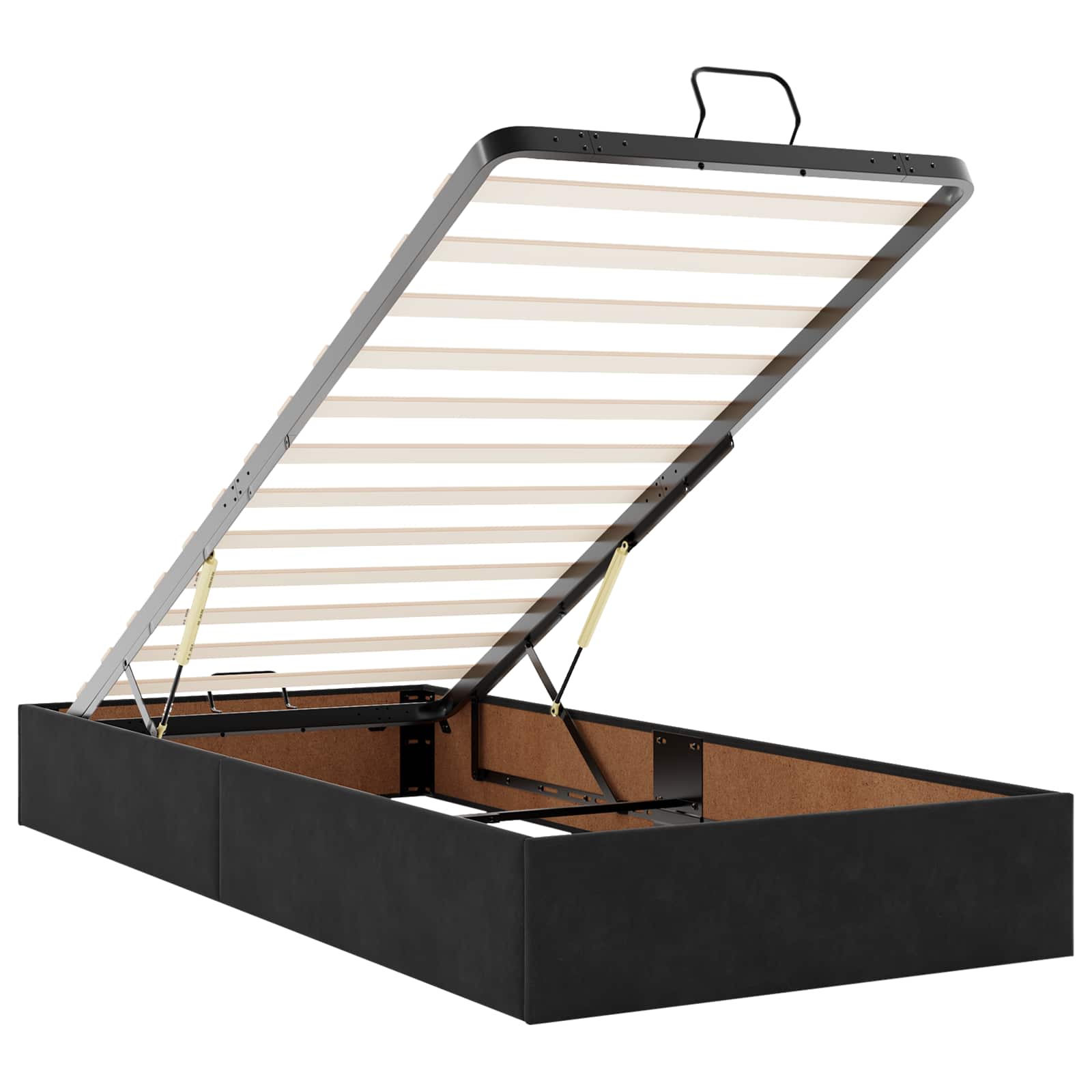 Ottoman-Bett mit Matratze und LED Schwarz 200 x 200 cm Samt