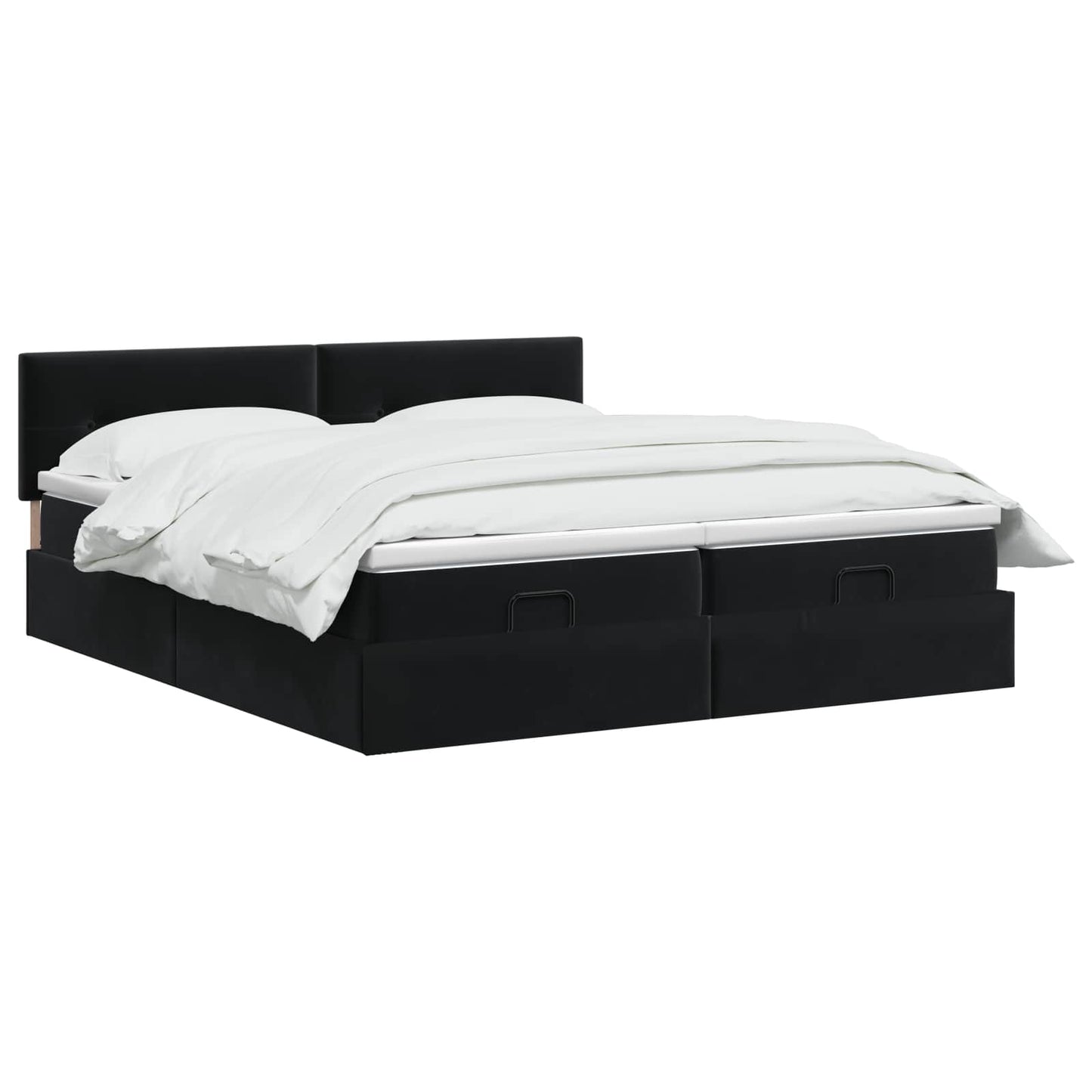 Ottoman-Bett mit Matratze und LED Schwarz 200 x 200 cm Samt