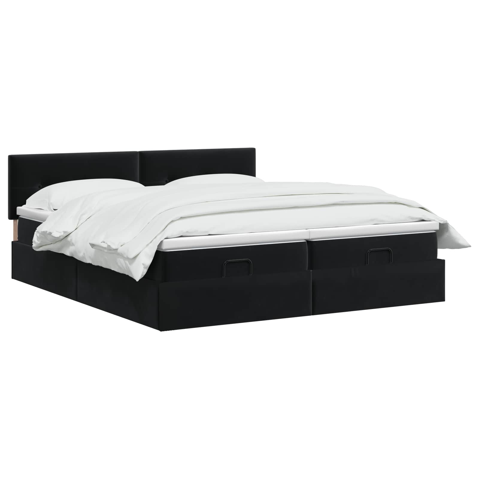 Ottoman-Bett mit Matratze und LED Schwarz 200 x 200 cm Samt